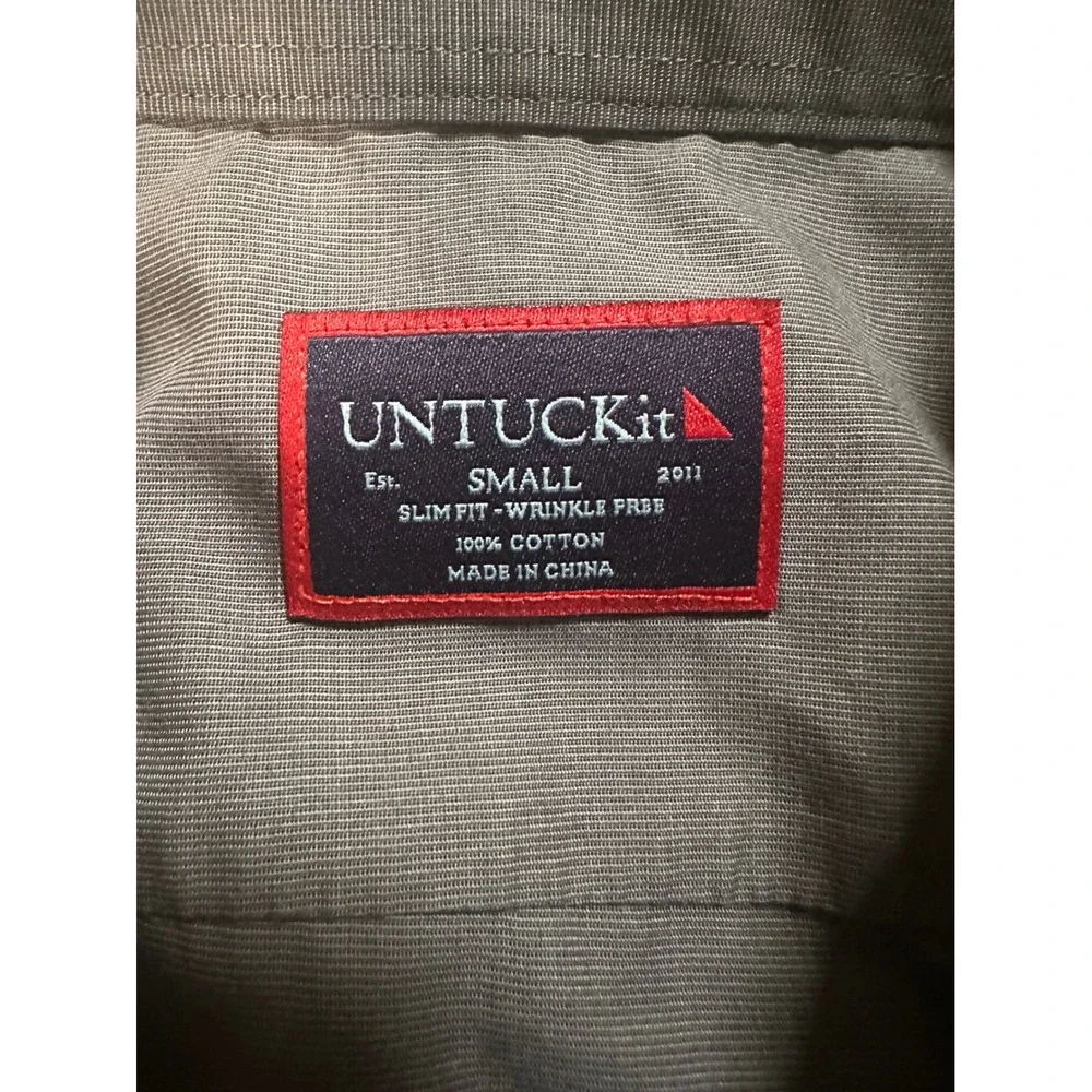 UNTUCKit Mens Sangiovese-WF Shirt‎ Small Slim Fit Wrinkle Free Grey Button Down